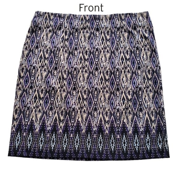 J Jill Blue Skirt Cotton / Modal knit with Multi Print Size M - Picture 4 of 14